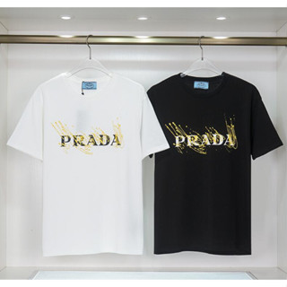 เสื้อยืดแขนสั้น ผ้าฝ้าย พิมพ์ลาย Prad แฟชั่นสําหรับผู้ชาย และผู้หญิง