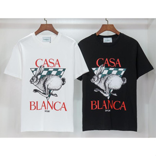 Casablanc เสื้อยืดแขนสั้น ผ้าฝ้าย พิมพ์ลาย แฟชั่นสําหรับผู้ชายและผู้หญิง