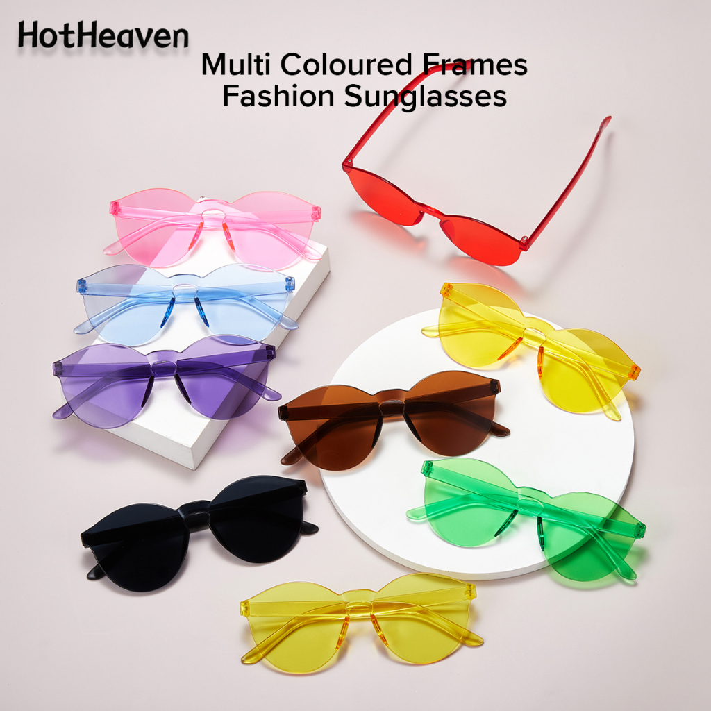 10 รูปแบบ Unisex Anti UV กรอบแว่นตากันแดดชายหญิงแฟชั่นหลายสีแว่นตากันแดด Rimless UV400