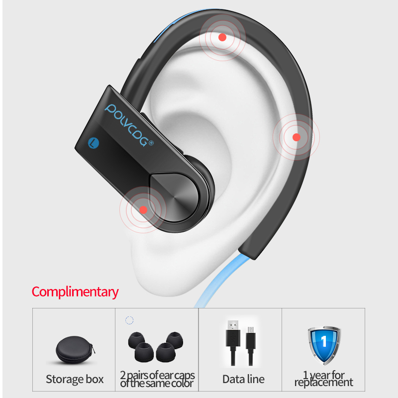 【Sports Bluetooth Headset】Polvcdg-K98 ชุดหูฟังบลูทูธไร้สาย IPX5 กันน้ํา ลดเสียงรบกวน พร้อมไมโครโฟน สําหรับ iPhone Android