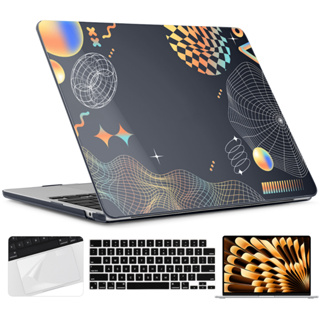 (Logo Seen) เคสคริสตัล UV สีดํา สําหรับ MacBook 2020 2021 2022 2023 Vision Air Pro 11 12 13 14 15 16 นิ้ว M1 M2 Chip A2941 A2681 A2779 A2442 A2780 A2485 A2338 A2337 A2179 A2251