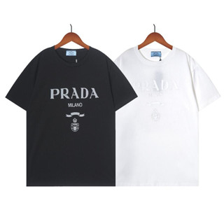 เสื้อยืดแขนสั้น ผ้าฝ้าย พิมพ์ลาย Prad แฟชั่นสําหรับผู้ชาย และผู้หญิง