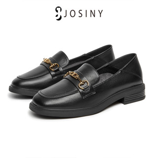 JOSINY ใหม่ รองเท้าโลฟเฟอร์ หนังนิ่ม พื้นหนา ขนาดเล็ก สีดํา สไตล์อังกฤษ สําหรับผู้หญิง 2023