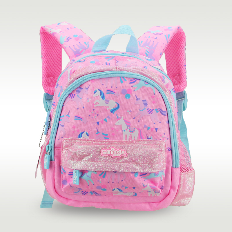 Australia smiggle ของแท้ กระเป๋าเป้สะพายหลัง กระเป๋านักเรียน ลายยูนิคอร์นน่ารัก สีชมพู และสีฟ้า สําหรับเด็ก 1-4 ปี 11 นิ้ว
