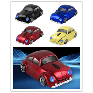 Beetle Car Shape เมาส์ไร้สาย 2.4GHz ขนาดเล็ก ลายการ์ตูนน่ารัก สร้างสรรค์ ของขวัญสําหรับเด็ก พีซี แล็ปท็อป