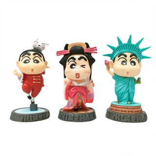 โมเดลฟิกเกอร์ PVC อนิเมะชินจัง Nohara Shinnosuke Statue of Liberty Geisha Kung fu Q Version ของเล่นสําหรับเด็ก 1 ชิ้น