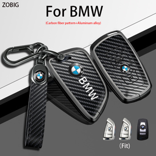 Zobig เคสกุญแจรีโมตรถยนต์ คาร์บอนไฟเบอร์ พร้อมพวงกุญแจ สําหรับ BMW 1 2 4 5 6 7 Series X1 X2 X3 X5 X6 X4 M5 M6 3GT 5GT