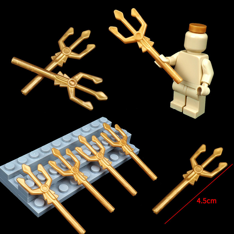 Mini gold Trident ของเล่น Aquaman minifigure MOC อุปกรณ์เสริมเข้ากันได้กับ