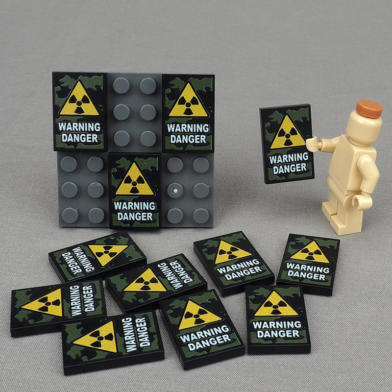 คําเตือน Danger Signpost มินิโมเดลของเล่น 2*3 จุด minifigure MOC อุปกรณ์เสริมเข้ากันได้กับ