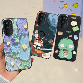 เคสโทรศัพท์มือถือ ซิลิโคนนิ่ม ลายดอกไม้อวกาศ สีดํา สําหรับ Motorola Moto G52 Moto G82 5G Moto G71S 5G