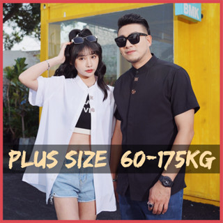 【Plus Size】เสื้อเชิ้ตแขนสั้น คอแมนดาริน ทรงหลวม ขนาดใหญ่ โอเวอร์ไซซ์ แฟชั่นสําหรับผู้ชาย รองรับ 60-175 กก.