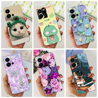 เคสโทรศัพท์มือถือ ซิลิโคนนิ่ม TPU ใส ลายไดโนเสาร์ แมวน่ารัก Y 35 35m 4G 5G สําหรับ Vivo Y35 Y35m Y53T Y56 2022