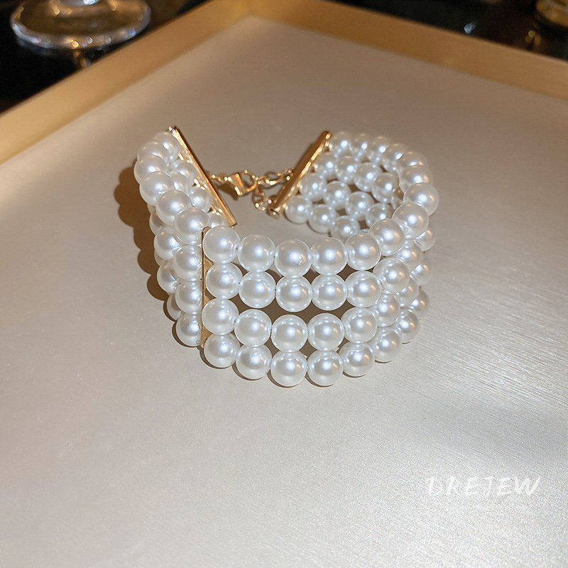 เดรช มุกสี่ชั้นด้านข้าง-ต่อด้านสร้อยคอฝรั่งเศสย้อนยุคแฟชั่นกระดูกไหปลาร้าโซ่ซอกบุคลิกภาพทุกการแข่งขันเครื่องประดับ - รูปที่ 3