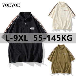 [L-9XL] Voevoe เสื้อยืดโปโล แขนสั้น คอปก กันแดด ระบายอากาศ พลัสไซซ์ ทนรังสียูวี แฟชั่นสําหรับผู้ชาย