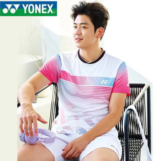 Yonex เสื้อกีฬาแบดมินตัน แขนสั้น แบบแห้งเร็ว เหมาะกับฤดูร้อน สําหรับผู้ชาย และผู้หญิง