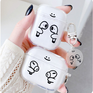 เคสหูฟังบลูทูธไร้สาย แบบใส พร้อมพวงกุญแจ สําหรับ Airpods Pro 3 Airpod 2 1