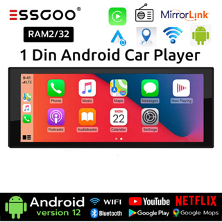 Essgoo เครื่องเล่น MP5 วิทยุ FM บลูทูธ 1 Din หน้าจอสัมผัส 6.9 นิ้ว 2+32GB IPS สําหรับรถยนต์