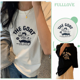 Fulllove Y2k เสื้อยืด Queen สไตล์เกาหลีน่ารัก โอเวอร์ไซส์เสื้อยืดผ้านิ่ม แขนสั้น เนื้อผ้าดีโปร่งสบาย รุ่น crop top