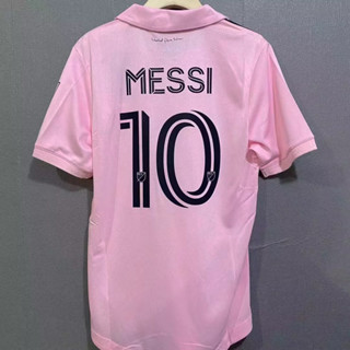 Messi 10# เสื้อกีฬาแขนสั้น ลายทีมชาติฟุตบอล Jersey 23/24 Inter Miami CF ชุดเหย้า สีชมพู เกรด AAA สําหรับผู้ชาย