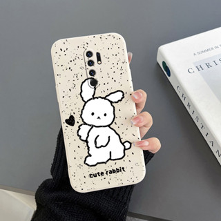 เคสโทรศัพท์มือถือ Tpu นิ่ม ลายการ์ตูนกระต่ายสีขาว พร้อมสายคล้อง สําหรับ redmi 9 redmi 9A redmi 9C 10A redmi 8 redmi 8A redmi 10C redmi k50 k50 pro