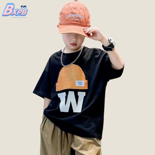 Bxpb เสื้อยืดลําลอง ผ้าฝ้าย แขนสั้น ระบายอากาศ ทรงหลวม ใส่สบาย เหมาะกับฤดูร้อน สําหรับเด็กผู้ชาย 100-160 ซม.