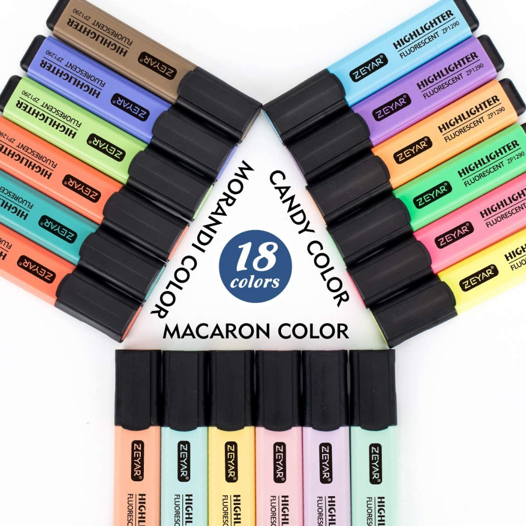 ชุดปากกาเน้นข้อความ-ซียาร์ ปากกาเน้นข้อความ 6 สี/12 สี/18 สีปากกาเน้นข้อความมาร์กเกอร์ปลายทแยงมุม