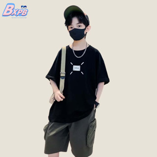 Bxpb เสื้อยืดลําลอง ผ้าฝ้าย แขนสั้น ระบายอากาศ ทรงหลวม ใส่สบาย แฟชั่นฤดูร้อน สําหรับเด็กผู้ชาย 100-160 ซม.