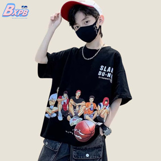 Bxpb เสื้อยืดลําลอง ผ้าฝ้าย แขนสั้น ระบายอากาศ ลายการ์ตูนอนิเมะ ทรงหลวม ใส่สบาย เหมาะกับฤดูร้อน สําหรับเด็กผู้ชาย 100-160 ซม.