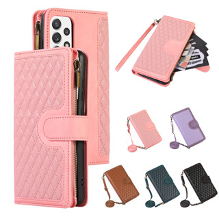 เคสโทรศัพท์หนัง ฝาพับ พร้อมช่องใส่บัตร มีซิป สําหรับ Samsung Galaxy S22 Ultra S22 Plus S22+ A13 A23 A33 A32 A52S A52 A53 5G A04 A04S