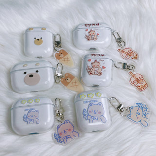 เคสหูฟังบลูทูธไร้สาย tpu นิ่ม กันตก ลายหมีชานม สําหรับ AirPods1 2 pro 3 2021 gen3 pro 2 2022