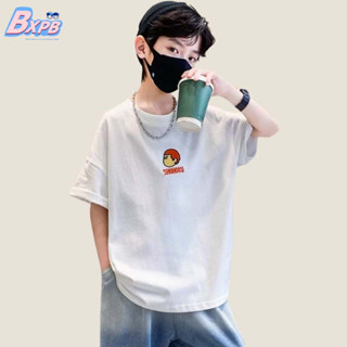 Bxpb เสื้อยืดลําลอง ผ้าฝ้าย แขนสั้น ระบายอากาศ ทรงหลวม ลายการ์ตูน ใส่สบาย เหมาะกับฤดูร้อน สําหรับเด็กผู้ชาย 100-160 ซม.