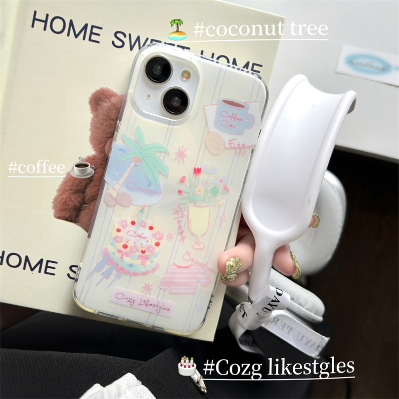 เคสโทรศัพท์มือถือ ลายต้นมะพร้าว สําหรับ iPhone 15 14 Pro max 13 Pro max