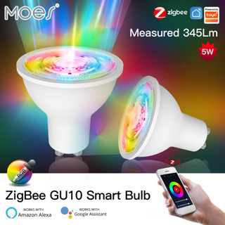 Tuya ZigBee GU10 หลอดไฟอัจฉริยะ LED RGB C+W 4.7W หรี่แสงได้ ควบคุมผ่านแอปพลิเคชัน ทํางานร่วมกับ Alexa Google