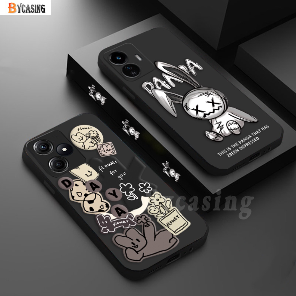 เคสโทรศัพท์มือถือ Tpu นิ่ม ขอบตรง ลายกระต่ายน่ารัก สําหรับ Realme C51 C53 C55 Realme10 C33 C35 C30 C31 C30s C11 C21Y C25Y C15 C12 C25 C2 C3 C17 C20 Realme8i 9i 5S 5i 6i 7i