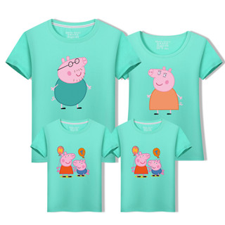 เสื้อยืด ผ้าฝ้าย 100% พิมพ์ลาย Peppa Pig 9 สี สําหรับครอบครัว ผู้ชาย และผู้หญิง