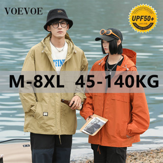 Upf50+[m-8xl]voevoe เสื้อแจ็กเก็ต กันแดด ทรงหลวม ระบายอากาศ กัน UV พลัสไซซ์ สําหรับคู่รัก