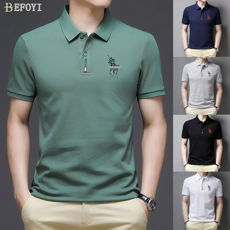เสื้อโปโลผู้ชายฤดูร้อนธรรมดา Tshirt แขนสั้นแฟชั่น Tops Man Casual Golf เสื้อ Kemeja Lelaki