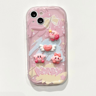 เคสป้องกันโทรศัพท์มือถือ ลายการ์ตูน Kirby 3D กันกระแทก พร้อมสายโซ่คล้องมือ สําหรับ iPhone 14 13 12 11 X 8P 7P 7