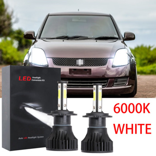 ชุดหลอดไฟหน้ารถยนต์ LED 6000K ฮาโลเจน สีขาว แบบเปลี่ยน สําหรับ Suzuki Swift 2005 2006 2007-2013 1 คู่