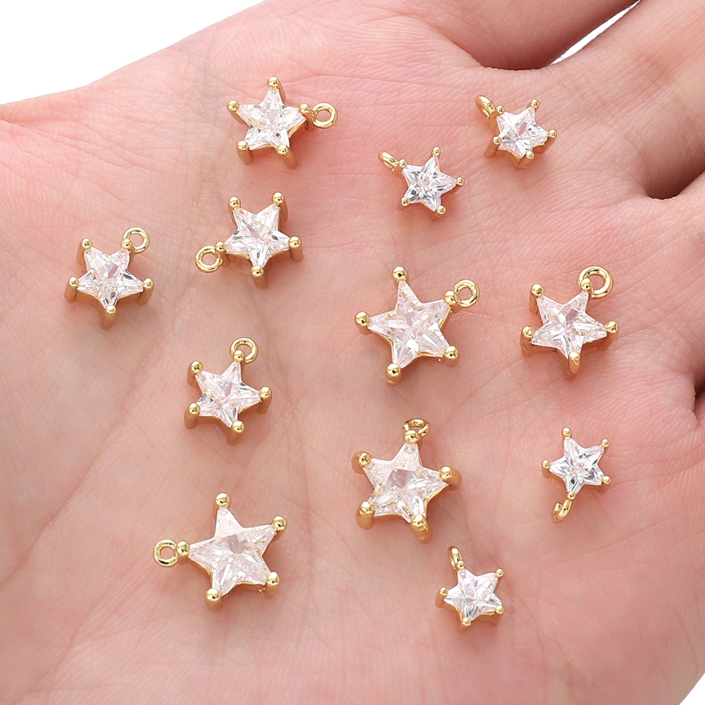 จี้สร้อยคอ สร้อยข้อมือ สร้อยคอ เครื่องประดับ ชุบทอง 14k รูปดาวห้าแฉก ขนาดเล็ก DIY 1 ชิ้น