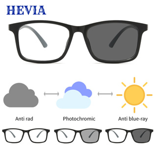 Hevia 2-in-1 แว่นตาโฟโตโครมิก ป้องกันรังสี และเลนส์แว่นตา สําหรับผู้ชาย และผู้หญิง FL025