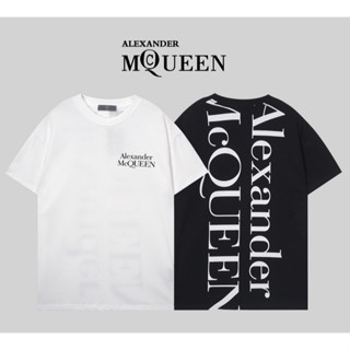 Alexander Mcqueen เสื้อยืดแขนสั้น ผ้าฝ้าย พิมพ์ลาย แฟชั่น สําหรับทุกเพศ