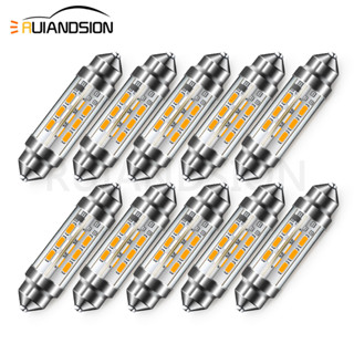 Ruiandsion หลอดไฟ LED DC 12V 31 มม. 36 มม. 39 มม. 42 มม. C5W สีขาวอบอุ่น สําหรับภายในรถยนต์ โดม แผนที่