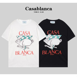 Casablanc เสื้อยืดแขนสั้น ผ้าฝ้าย พิมพ์ลาย แฟชั่นสําหรับผู้ชายและผู้หญิง