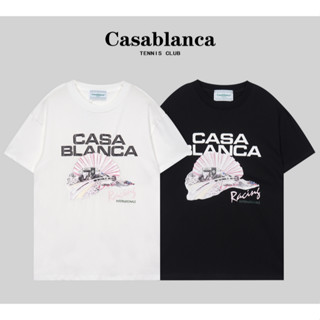 Casablanc เสื้อยืดแขนสั้น ผ้าฝ้าย พิมพ์ลาย แฟชั่นสําหรับผู้ชายและผู้หญิง