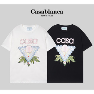 Casablanc เสื้อยืดแขนสั้น ผ้าฝ้าย พิมพ์ลาย แฟชั่นสําหรับผู้ชายและผู้หญิง