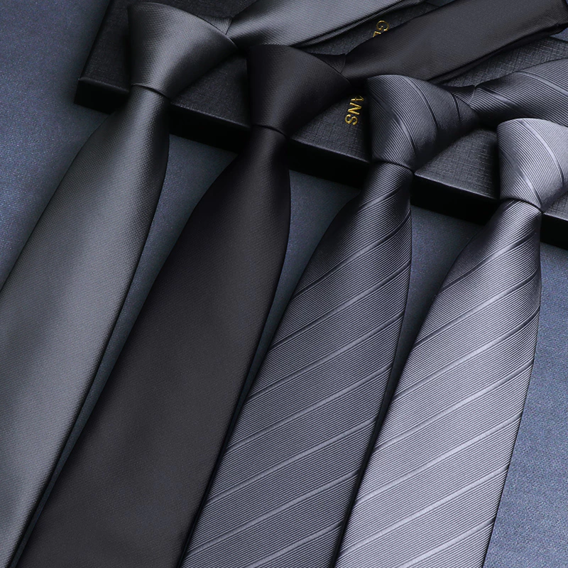 เนคไทซิป Tie-free ผู้ชายสีดํา High-End ธุรกิจซิปอย่างเป็นทางการชุดผู้ชายสีเทาดึงง่ายขี้เกียจงานแต่งงานเจ้าบ่าวชุด