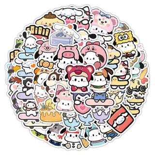 สติกเกอร์ Q Version Sanrio Mixed Hello Kitty Mymelody Cinnamoroll Kuromi Pochacco Keroppi สําหรับติดตกแต่ง 100 ชิ้น