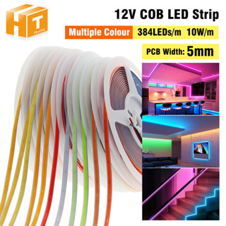 สายไฟ Led COB DC12V 384led ม. กว้าง 5 มม. สีแดง เหลือง ฟ้า ชมพู ขาว ยืดหยุ่น หลากสีสัน