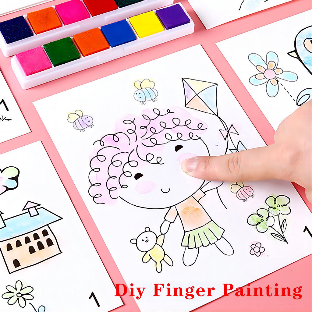 ชุดภาพวาดสีนิ้วมือ แฮนด์เมด Diy ของเล่นเสริมการเรียนรู้ สําหรับเด็กอนุบาล SG043